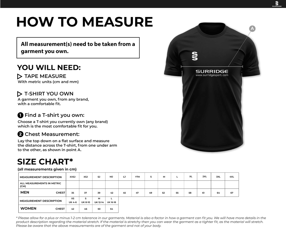 Supernova Korfball - Dual Games Shirt - Navy - Unisex Fit - Size Guide