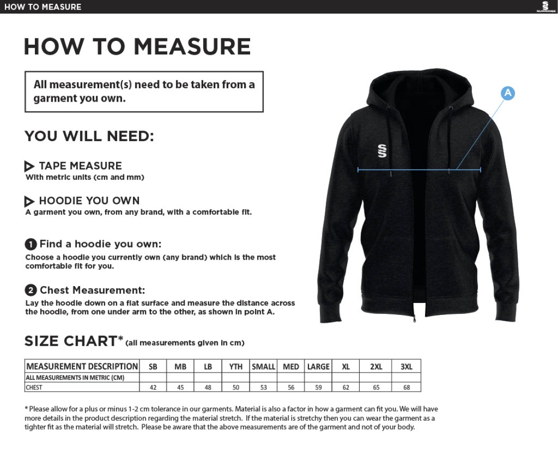 Supernova Korfball - Dual Full Zip Hoody - Unisex Fit - Size Guide